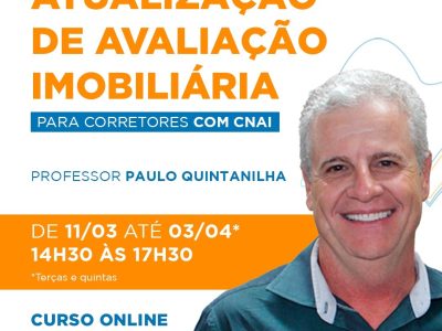 Online – Curso Livre de Atualização de Avaliação Imobiliária – Para Corretores de imóveis com CNAI
